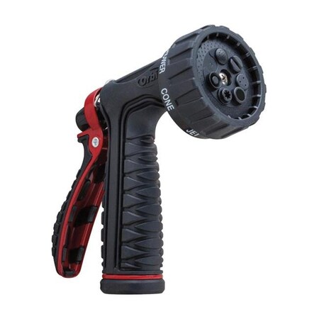 Orbit Orbit Irrigation 7803513 7 Pattern Metal Hose Nozzle with Rear Trigger Control; Black & Red 7803513